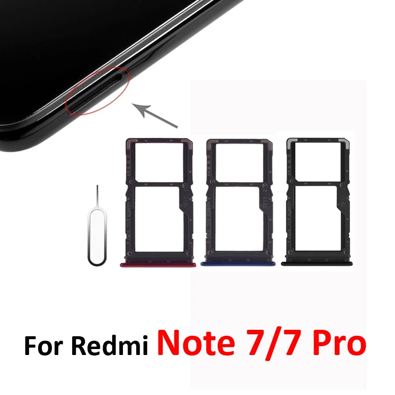 Voor Xiaomi Redmi Note 7 Telefoon Sim Kaart Lade Voor Xiaomi Note 7 Pro Nieuwe Micro Sd Kaart Lade Houder Onderdelen