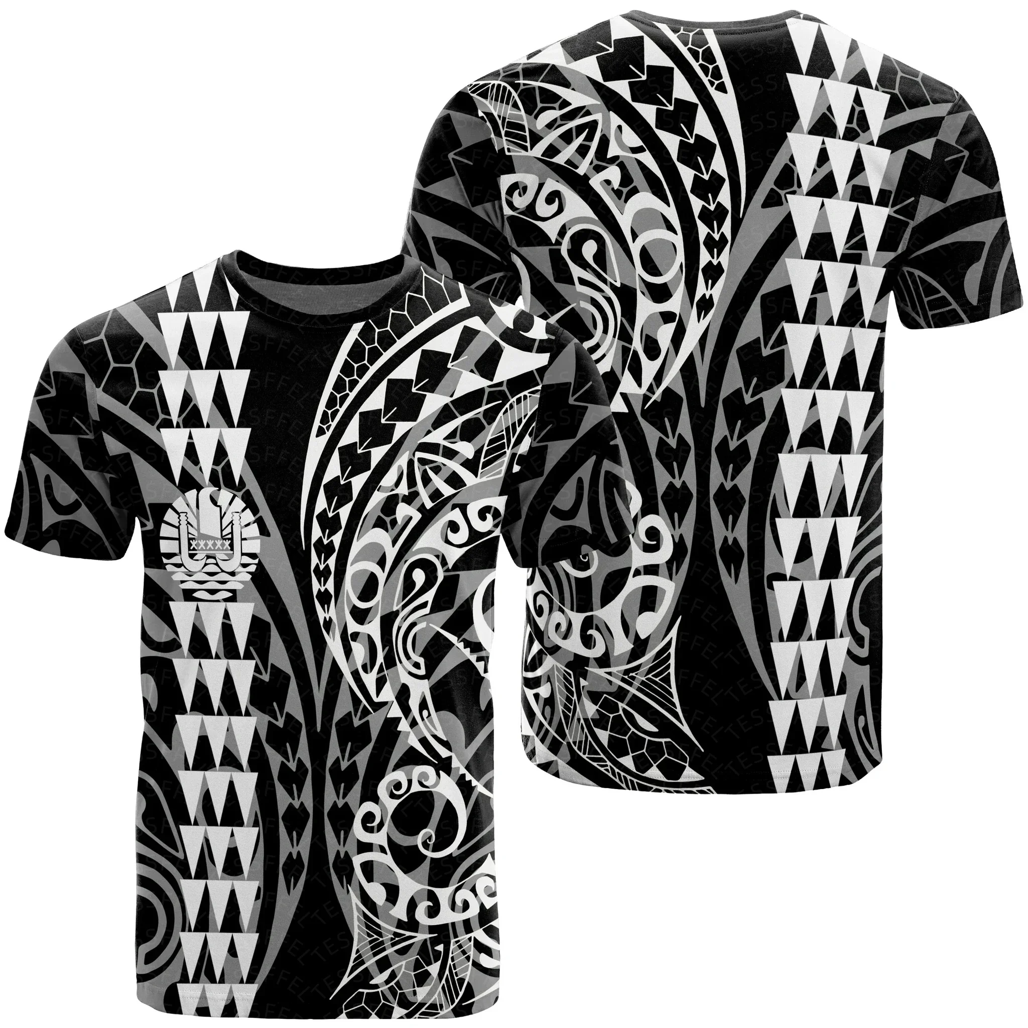 Custom Name French Polynesia Tahiti Hibiscus Tattoo Vintage T-Shirts 3DPrint Summer Casual Funny Harajuku Casual Short Sleeves W
