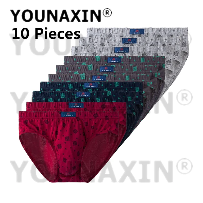 YOUNAXIN 10 Underwear Men's Briefs Panties Breathable Underpants Male Knickers Wholesale L XL 2XL 3XL 4XL