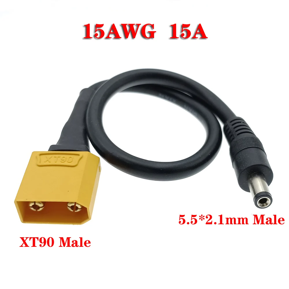 1PC XT90 Plug Female Male To DC 5.5*2.1mm 5.5*2.5mm 5521 5525 Connector Battery Charging Adapter Cable Conversion Wire 15AWG 15A