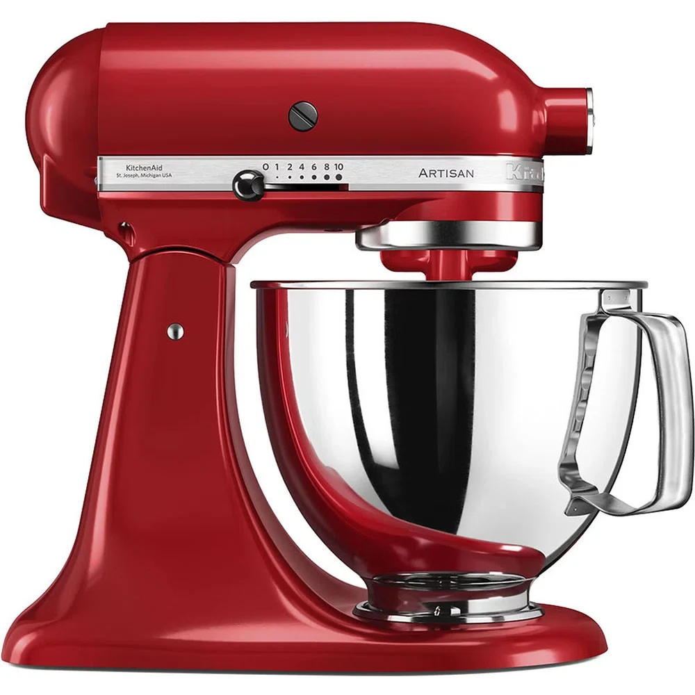 KITCHENAID BATIDORA AMASADORA CON CABEZAL INCLINABLE ARTISAN 4,8L 4 ACCESORIOS ROJO 5KSM125EER