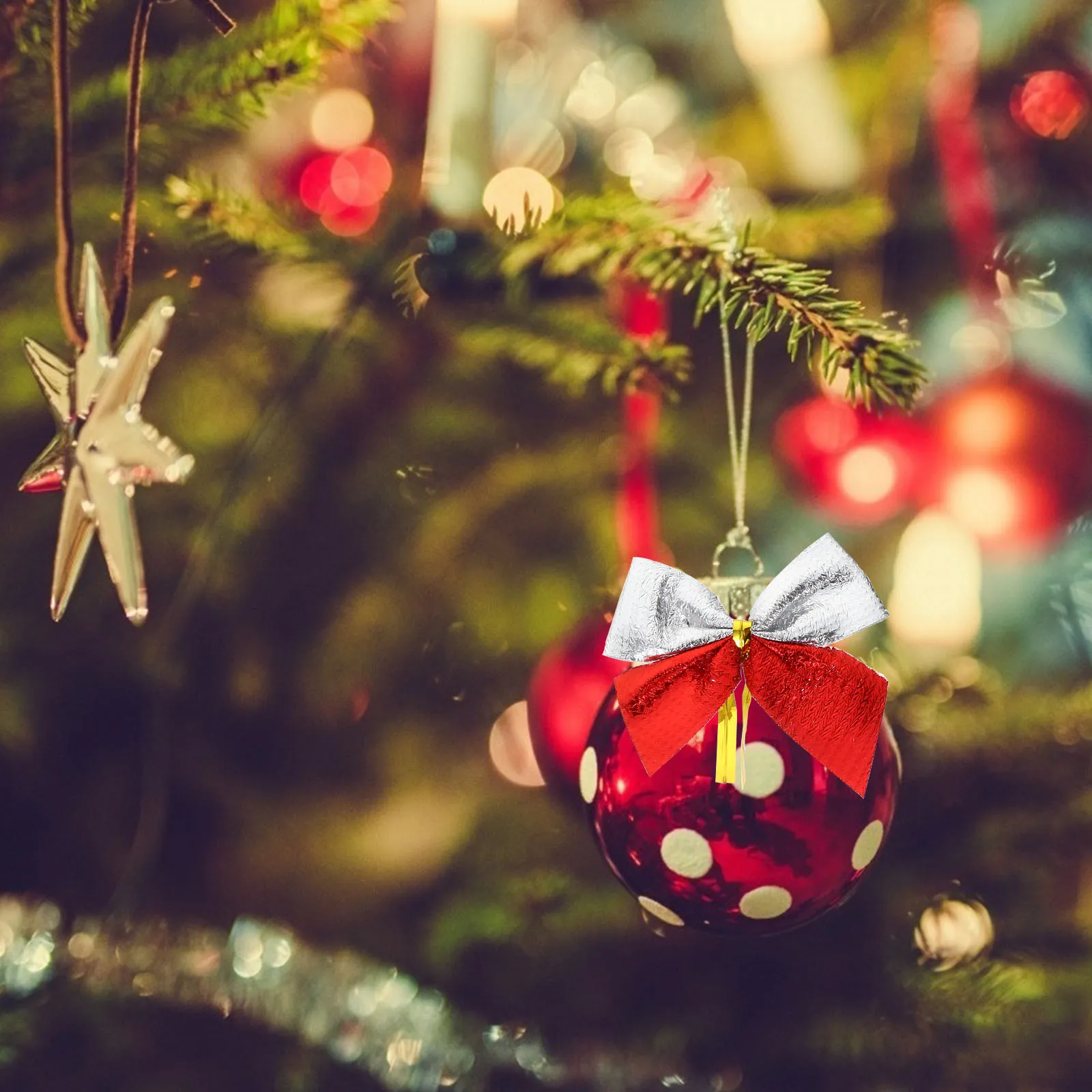 

72 PCS Bow Decoration Christmas Tree Decorations Ornaments for Tiny Decorative Sequin Party Outdoor Holiday Hanging Decorate