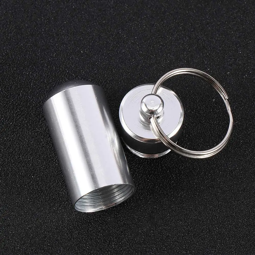 Creative Metal Waterproof Aluminum Pharmacy Bottle Keychain Pill Box Pill Sub-packaging Container Business Travel Storage Box