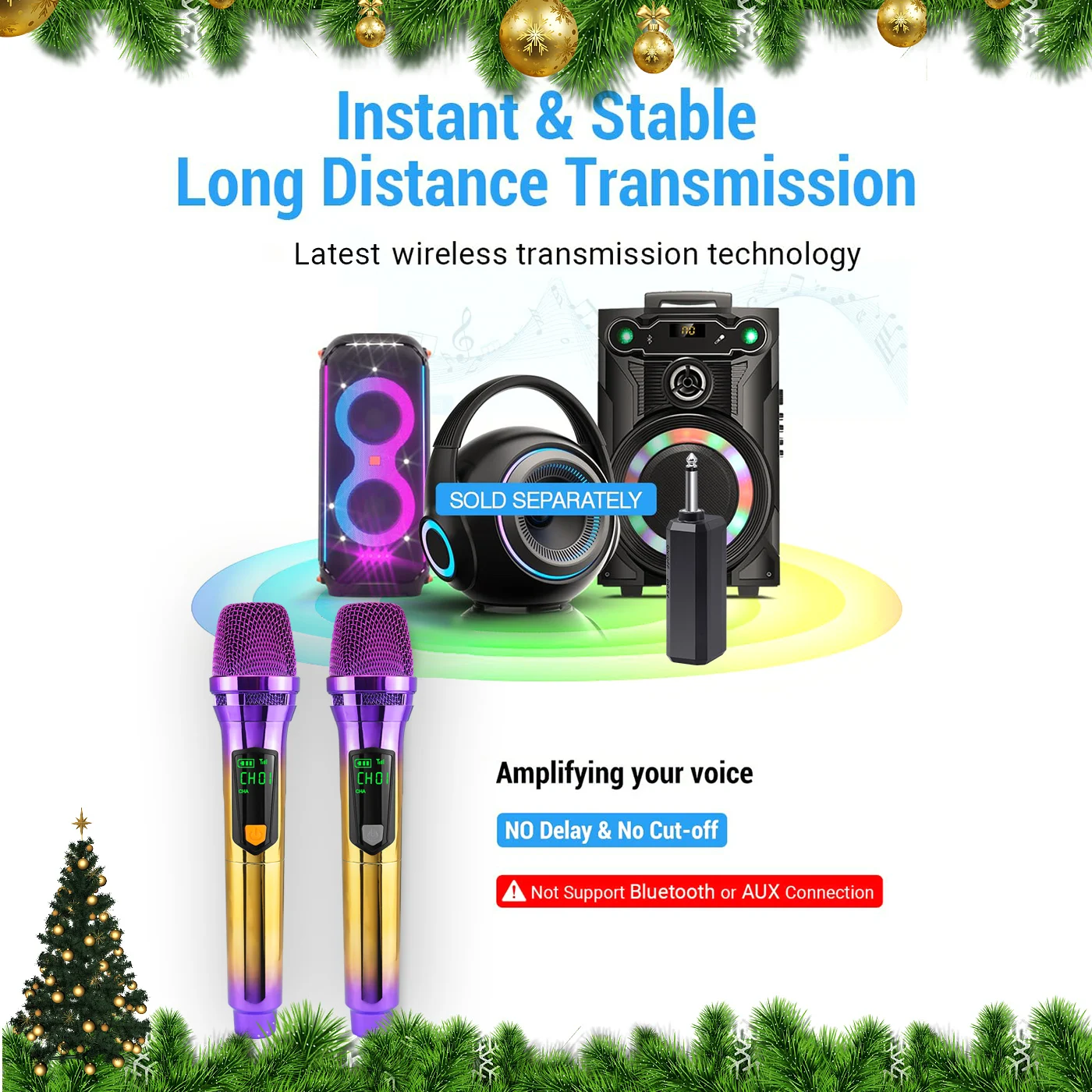 Rechargable Universal Wireless Plug And Play X-mas Gift Dynamic Handheld Micphone Professional Church Show Meeting Party