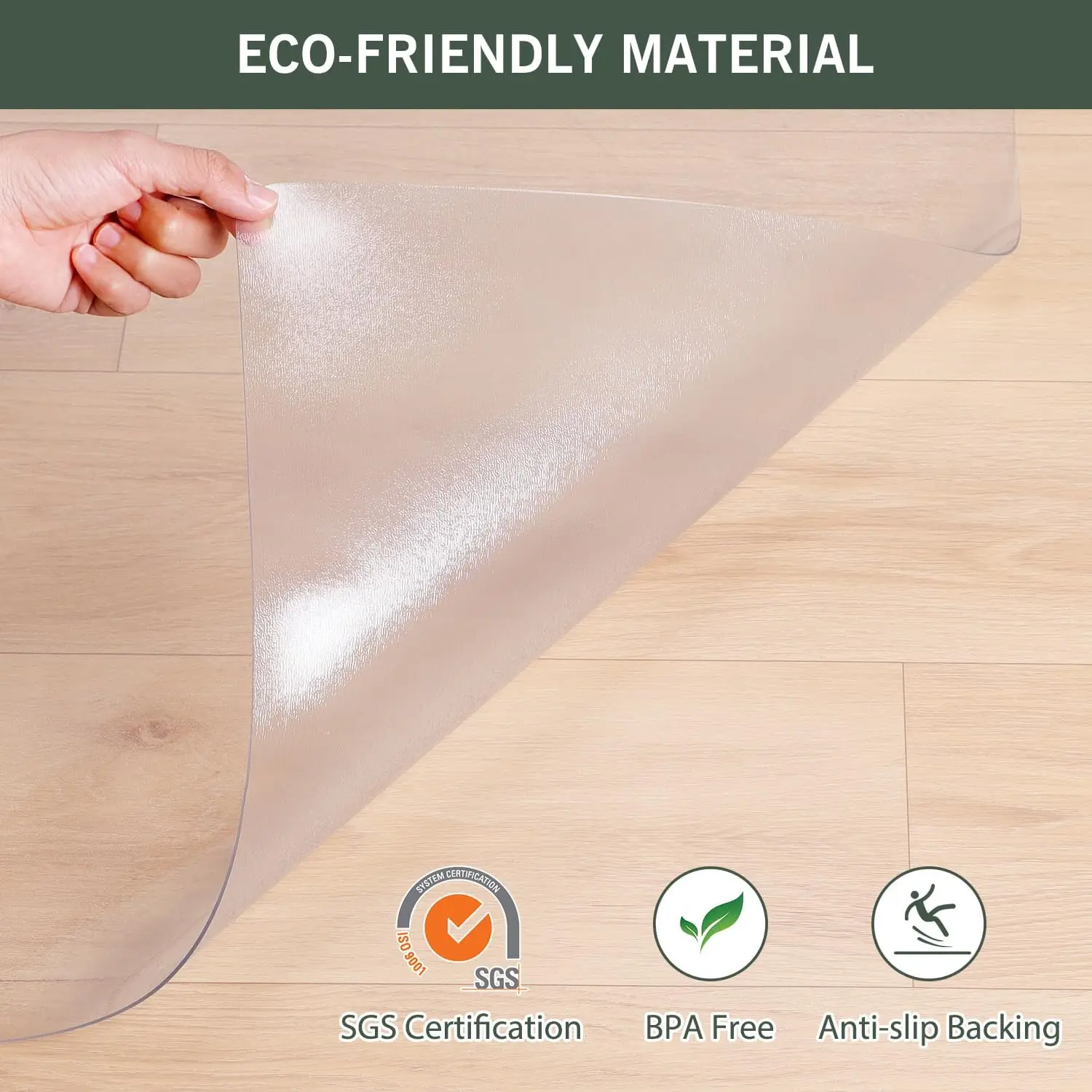 Plastic Floor Mat for Home, 8' x 12' Waterproof Area Rug for Living Room, Non-Slip Area Rug for Dining Room, Office Laundry