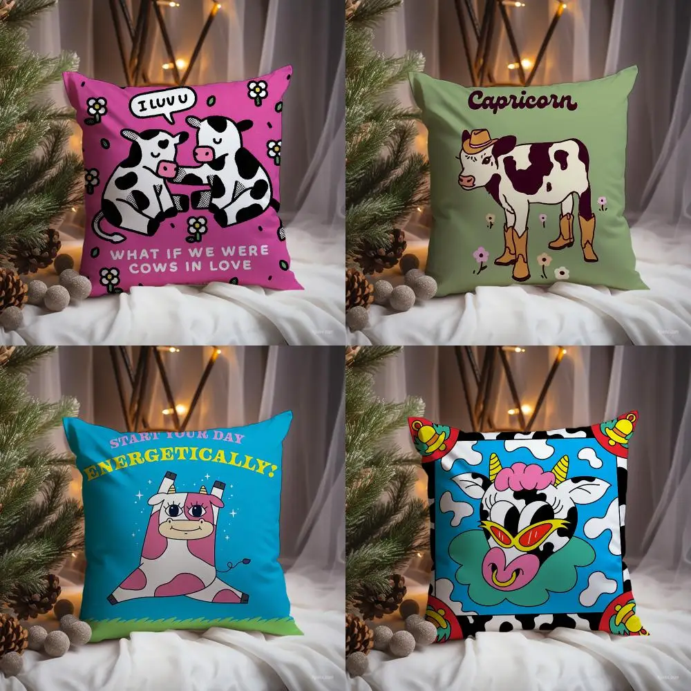 Abstract Cow Cushion Cover Premium Comfort Reversible Pillow Cove -Two in One Design for Any Room & Car Interior