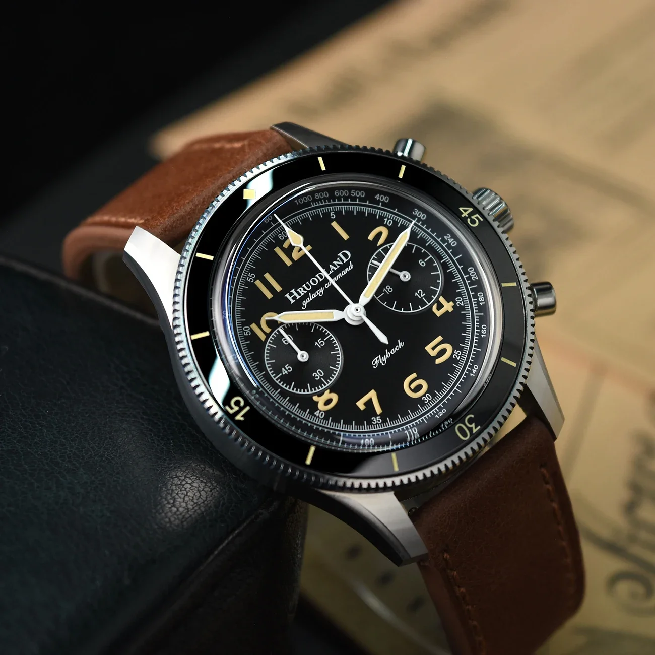 Hruodland F019 Watch For Men Retro VK64 AC Chronograph Quartz Acrylic Glass BGW-9 Luminous Fashion Wristwatch 10Bar Waterproof