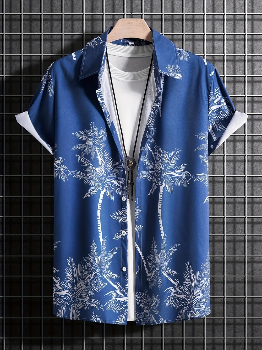 

Palm Tree Pattern Casual Short Sleeve Shirt Fashion Men's Hawaiian Shirt for Summer Vacation Resort Print Beach Shirts Outdoor