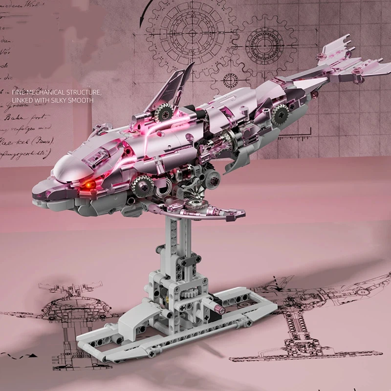 MOC التقنية الميكانيكية مخلوق بحري اللبنات LED دولفين نموذج سطح المكتب زخرفة الطوب لعبة تعليمية للأطفال هدية #2