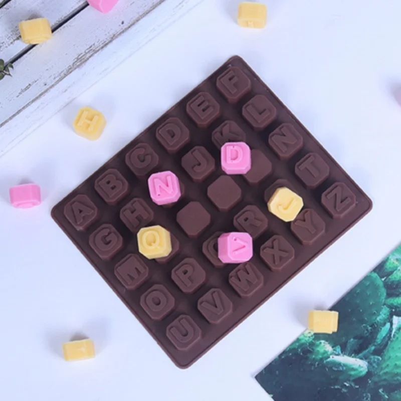 26 Alphabet Cake Decor Fondant Mold Ice Cube Making Mold Letters Silicone Mold DIY Chocolate Cookies Pastry Desserts Baking Tool