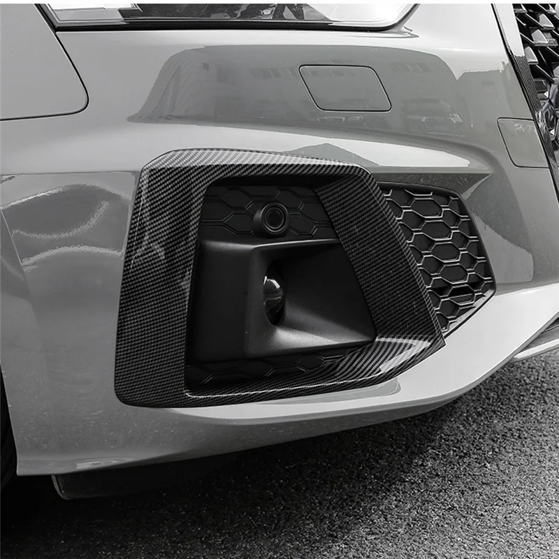 

2 шт., передний бампер автомобиля из углеродного волокна, противотуманная фара, черная накладка, рамка, крышка, капот для A5 S5 2020 2021 2022, детали