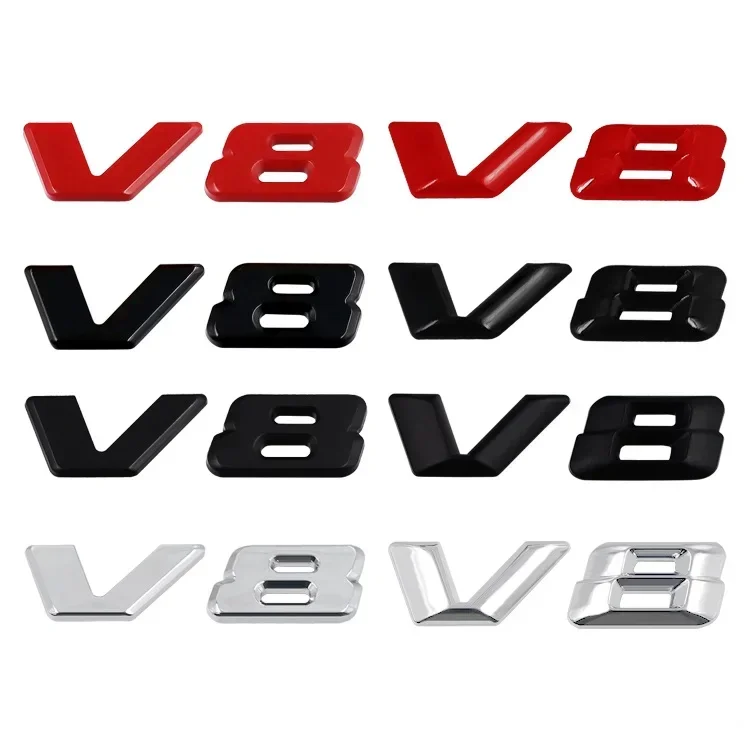 ABS 3D V8 Car Letters Sticker Auto Tail Trunk Emblem Decals for Mercedes Benz W212 W111 W124 W205 CLA GLC SLS A200 C180 G63