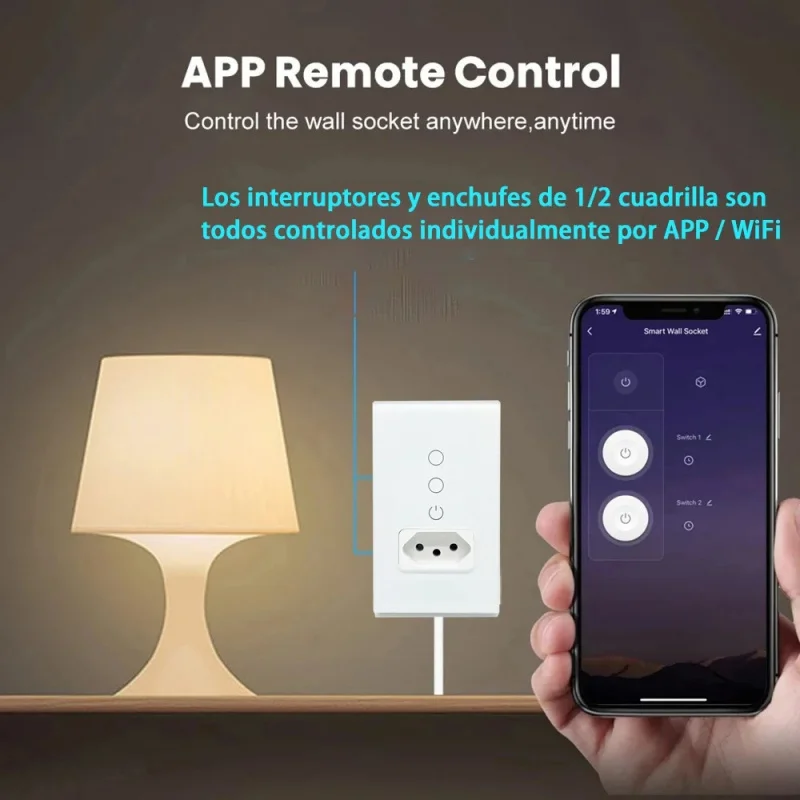 tuya-wifi-スマートスイッチ-ブラジル規格壁コンセント、ガラスパネル、ワイヤレス制御、google-home対応
