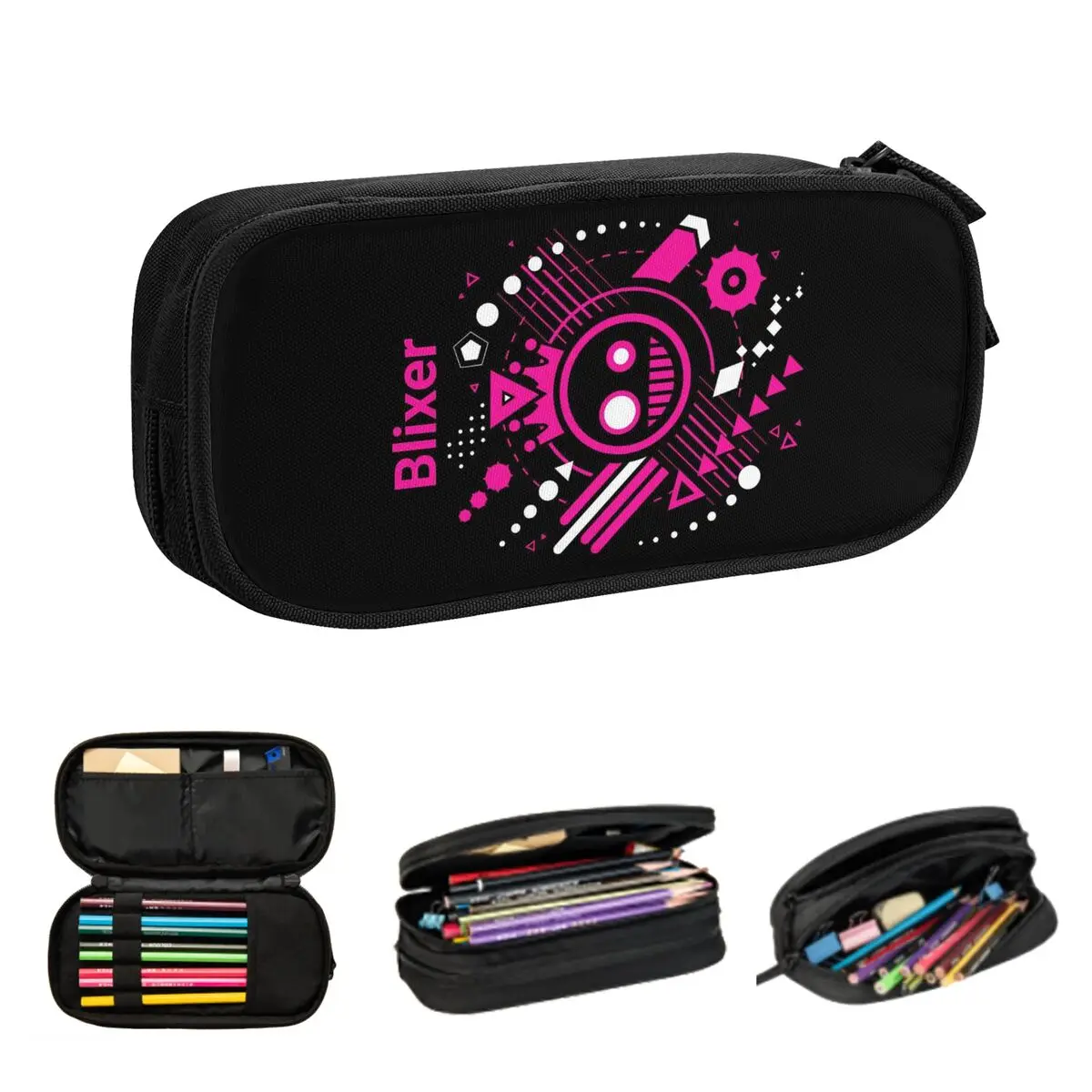 Video Game Geometry Dash Pencil Cases for Student Gifts Pen Box Pencil Bag Large Capacity Pencil Pouch