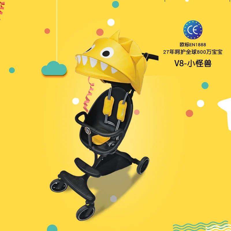 

Baby Good New V8 Semi-recumbent Baby Artifact High-view One-button Car Four-wheeled Stroller Can Be Reversed and Convenient