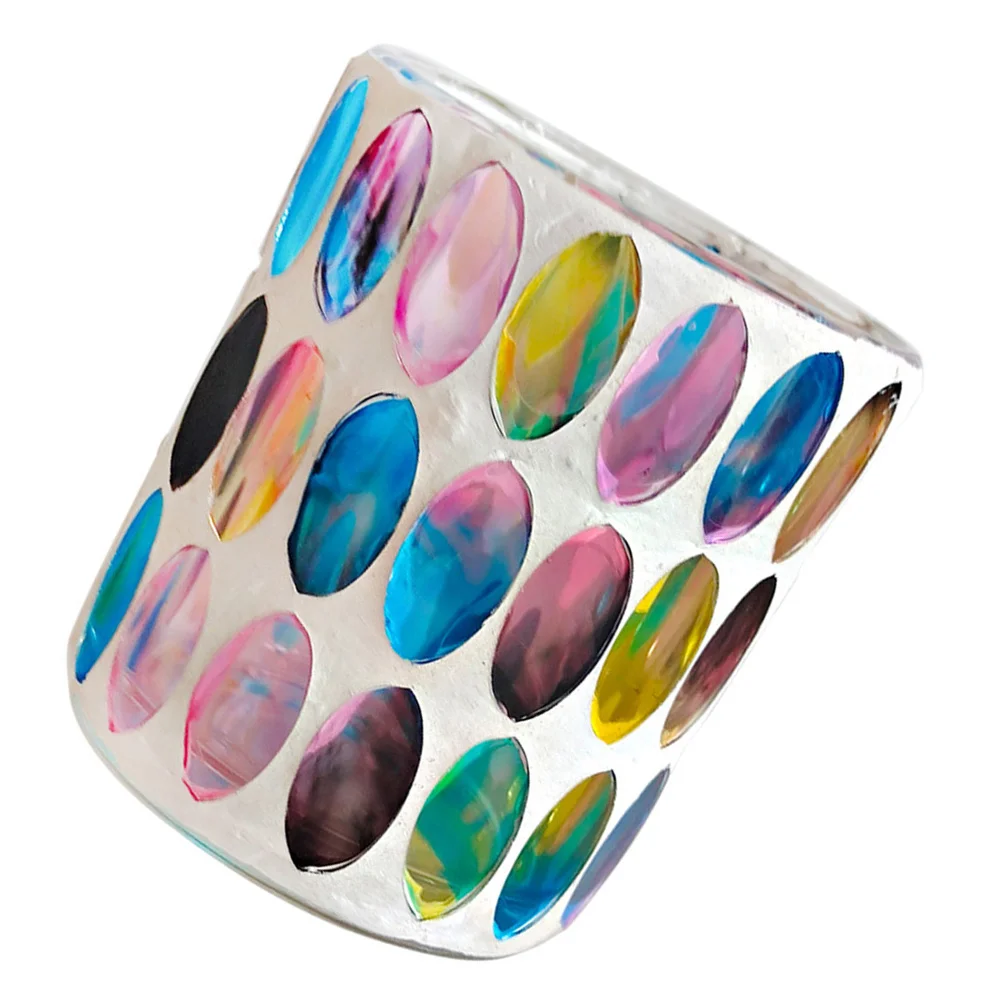 حامل زجاجي فسيفساء رومانسي قطعة مركزية مزخرفة لحفلات الزفاف وحفلات العشاء والمنزل مقاس 12 سم تصميم فني فريد من نوعه #6