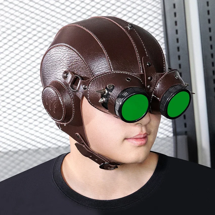 

Маска-авиатор в стиле стимпанк, искусственная кожа, средневековый Хэллоуин, косплей, забавный карнавал, маскарад, полумаска для лица, очки-пилоты, головные уборы