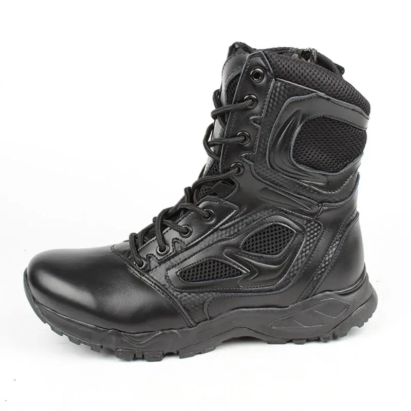 Bottes de sécurité noires pour hommes, chaussures de sécurité pour le désert, bottes d\'assaut respirantes pour moto, bottes de rinçage pour hommes,