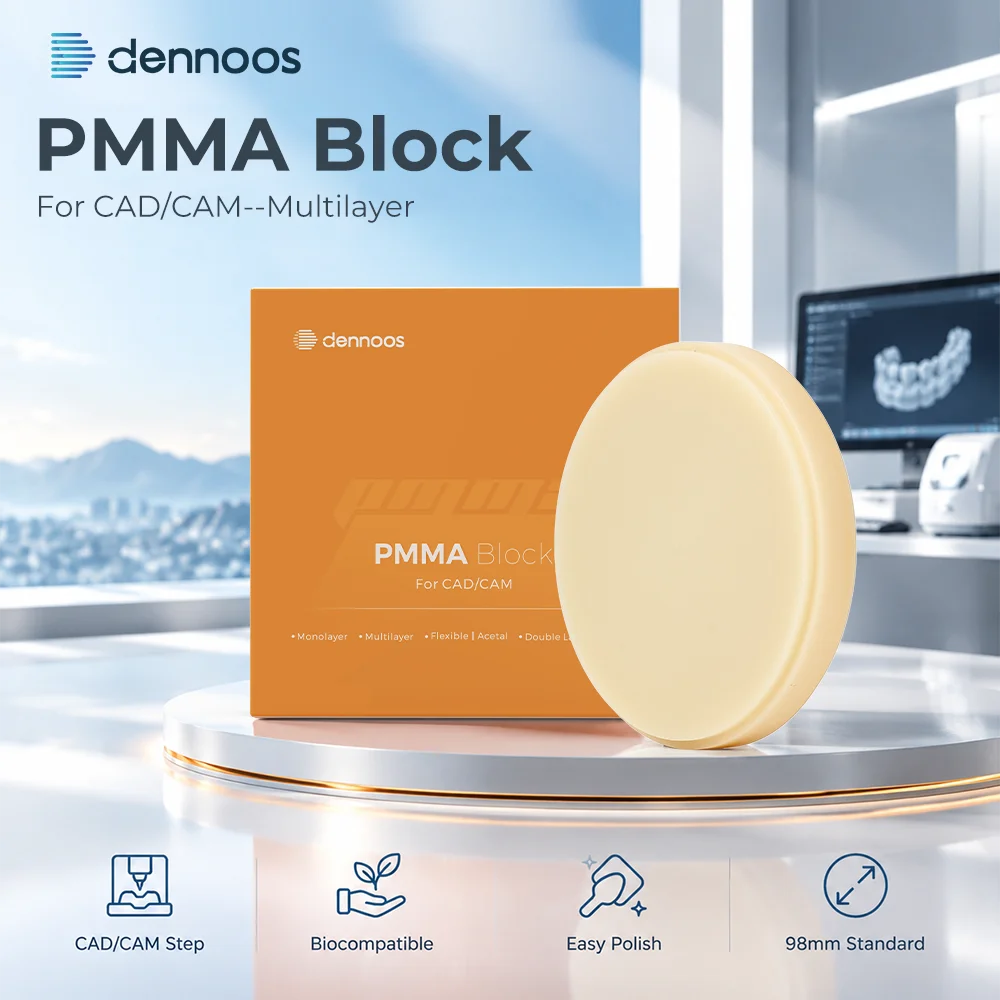 Dennoos Multilayer Resin PMMA Block for CAD/CAM Dental Laboratory Resin Dentist Denture Material 98*12-25MM Vita16,BL1-BL4 Color