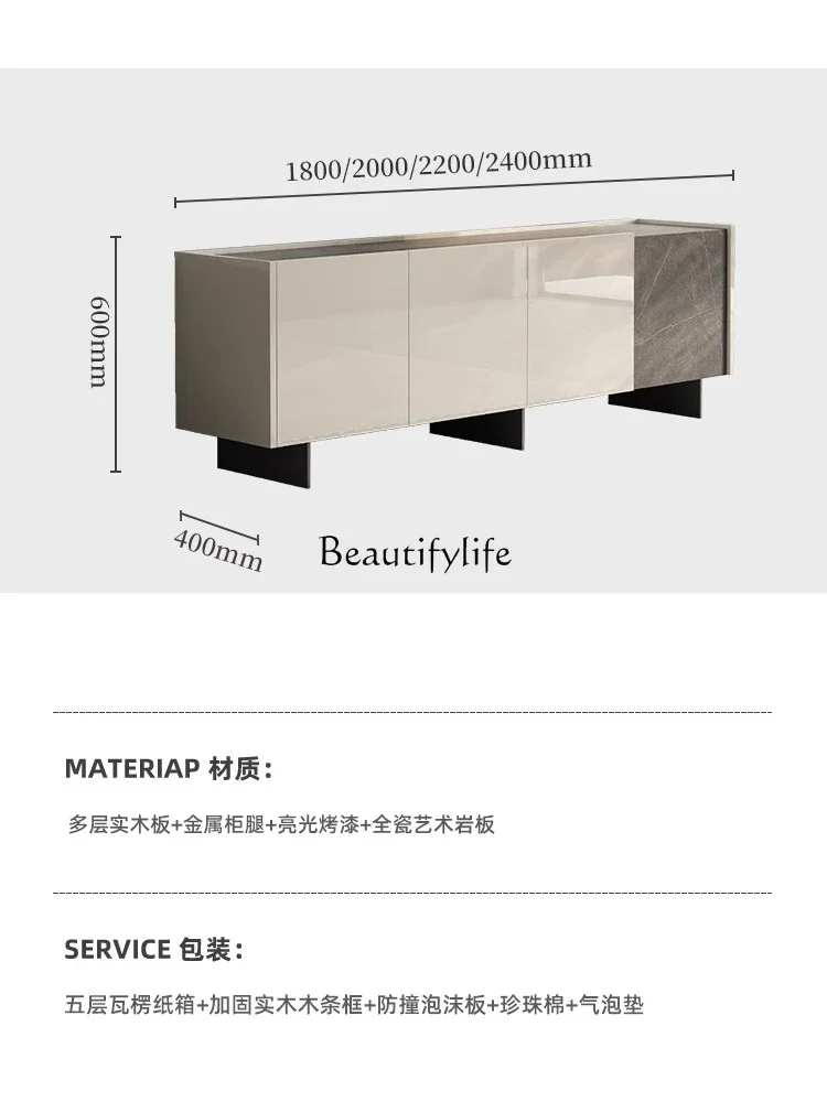 04Italian light luxury rock panel TV cabinet modern simple bedroom storage floor cabinet