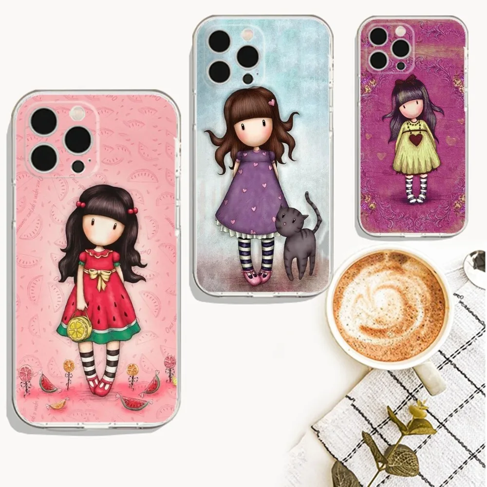 Cute S-santoro-gorjus Girl Phone Case For iPhone Apple 15,14,13,12,Mini,11,Pro,Max,Plus,X,XR,XS,8,SE,2020,Plus Transparent Cover