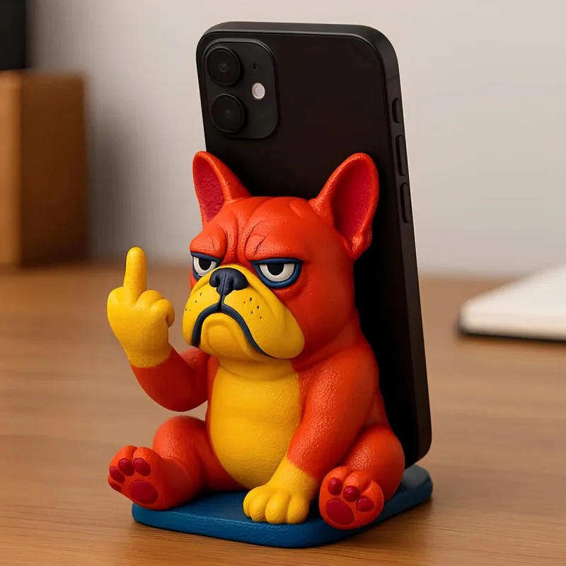 

Cross-Border NewFunny Bulldog Phone Holde Middle Finger Bulldog Phone Holder Resin Craft