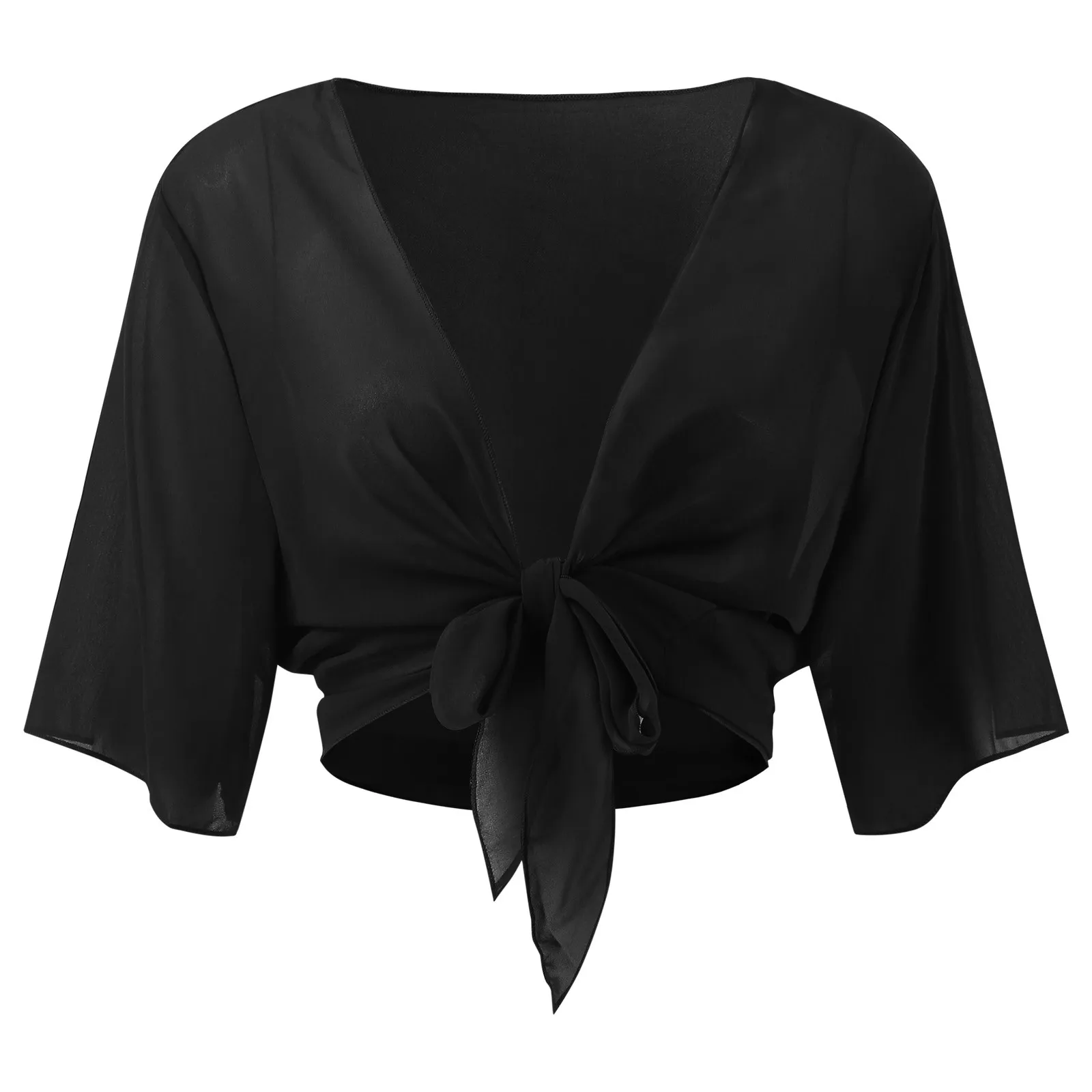 Bolero Chiffon Cardigan Women Summer Crop Tops Half Sleeve Elegant Wraps Shawls Cover Ups Bridal Wedding Cape Wrap Blouse Blusa