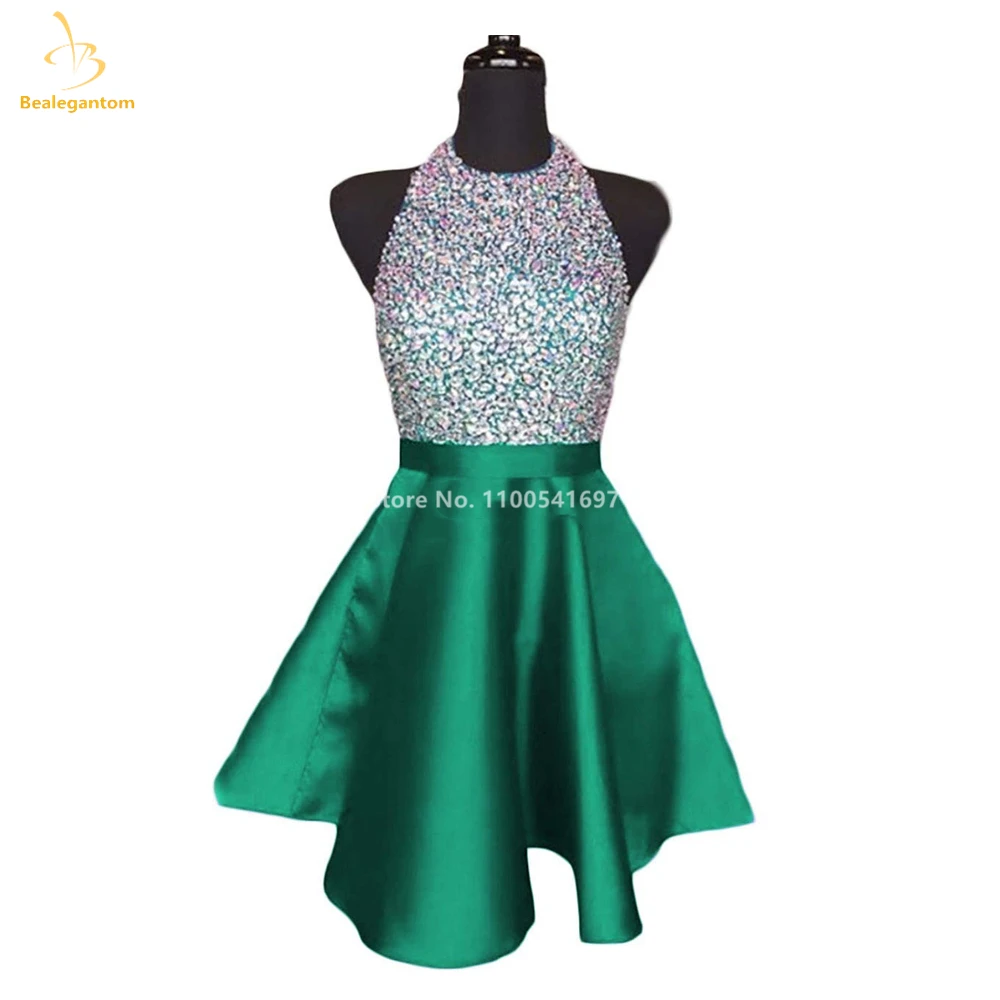 Bealegantom Halter Prom Homecoming Vestidos Curto Frisada Vestidos De Graudation Mini Cocktail Ocasião Formal Vestidos de festa