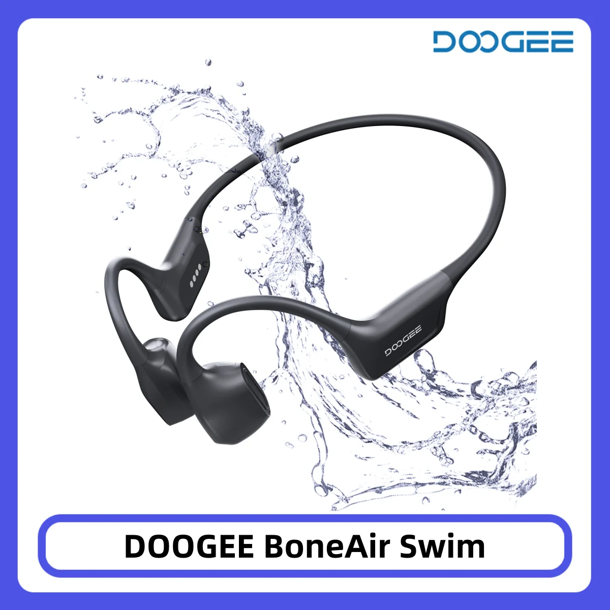 DOOGEE BoneAir Swim Bone Conduction Headphones IP68 Waterproof Bluetooth 5.4 Sports Headphones Open Ear for Running, Cycling