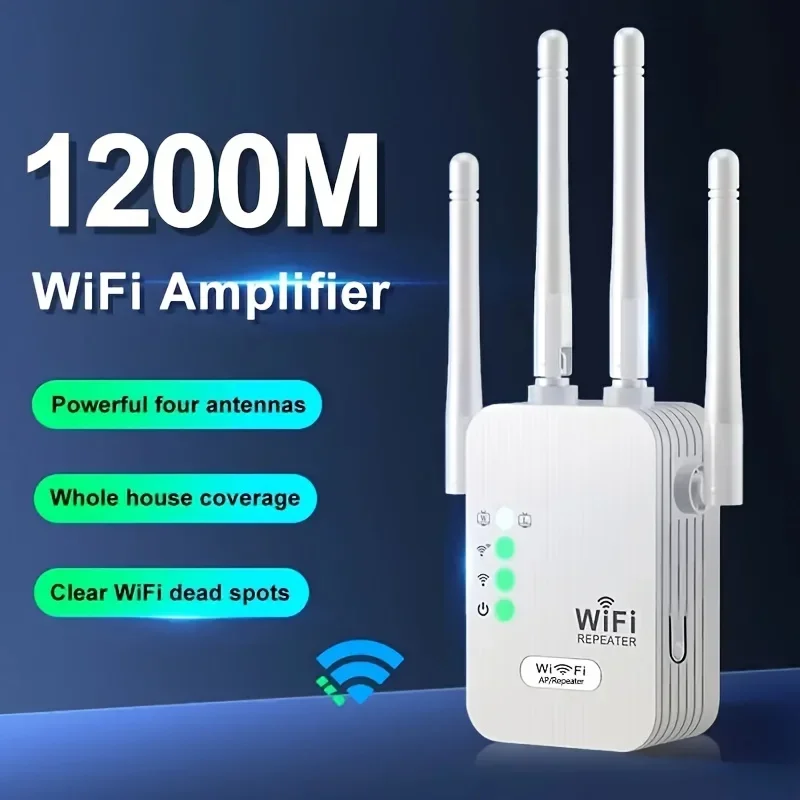 

5G 2.4G Dual-band 300Mbps 1200Mbps WiFi Repeater Wireless Extender WiFi Booster Network Amplifier Long Range Signal WiFi Router