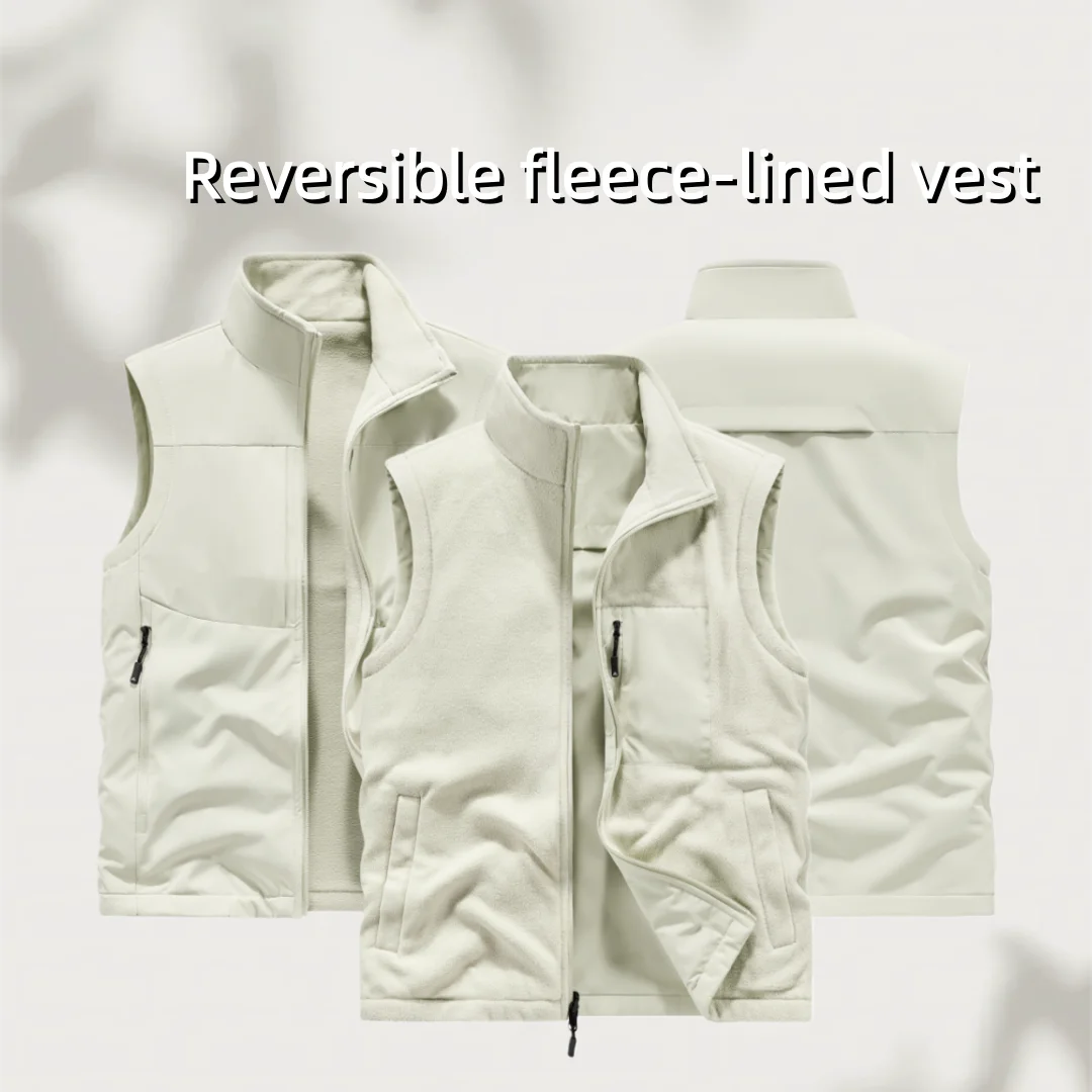 

Мужской зимний флисовый теплый жилет, куртка, уличный ветрозащитный двусторонний воротник-стойка, жилет для фотографа и рыбалки