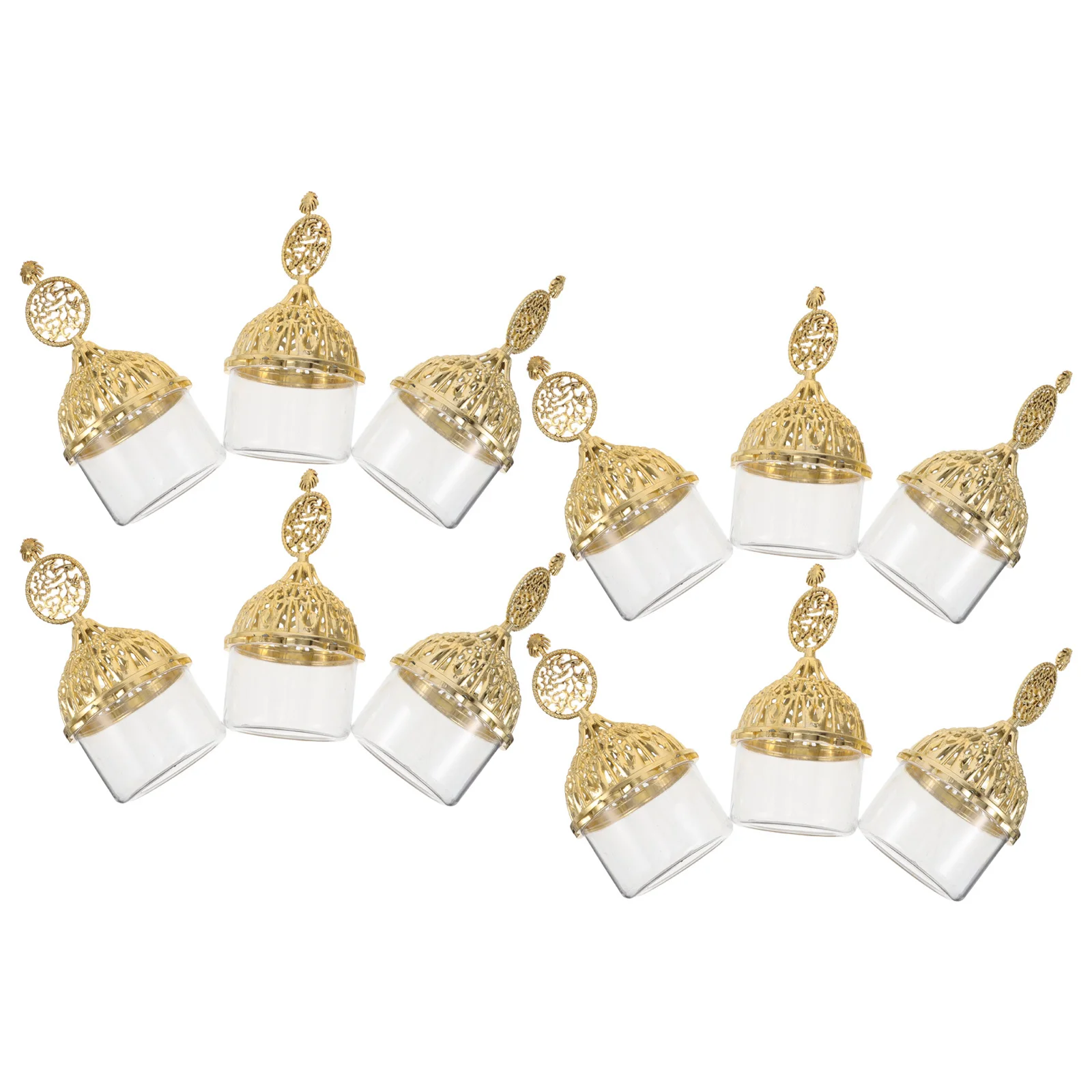 

12Pcs Transparent Round Candy Boxes Plastic Favor Containers Gold Lid Wedding Candy Party Favor Boxes Birthday Treat Packaging