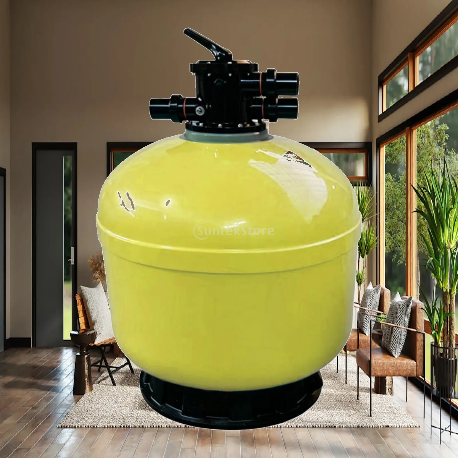 Sand Filter Tank with Multi-Port Valve Sturdy Fiberglass Sand Filter Compact Compatible for Swimming Pools, Ponds