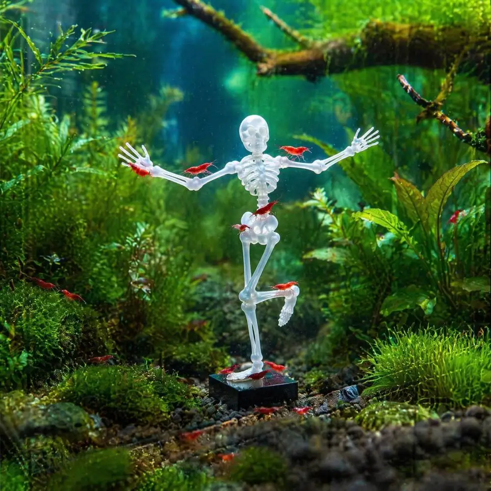 Dancing Skeleton Bubbler Aquarium Decoration, Movable Pneumatic Fish Tank Ornament Halloween Underwater Skeleton Decor