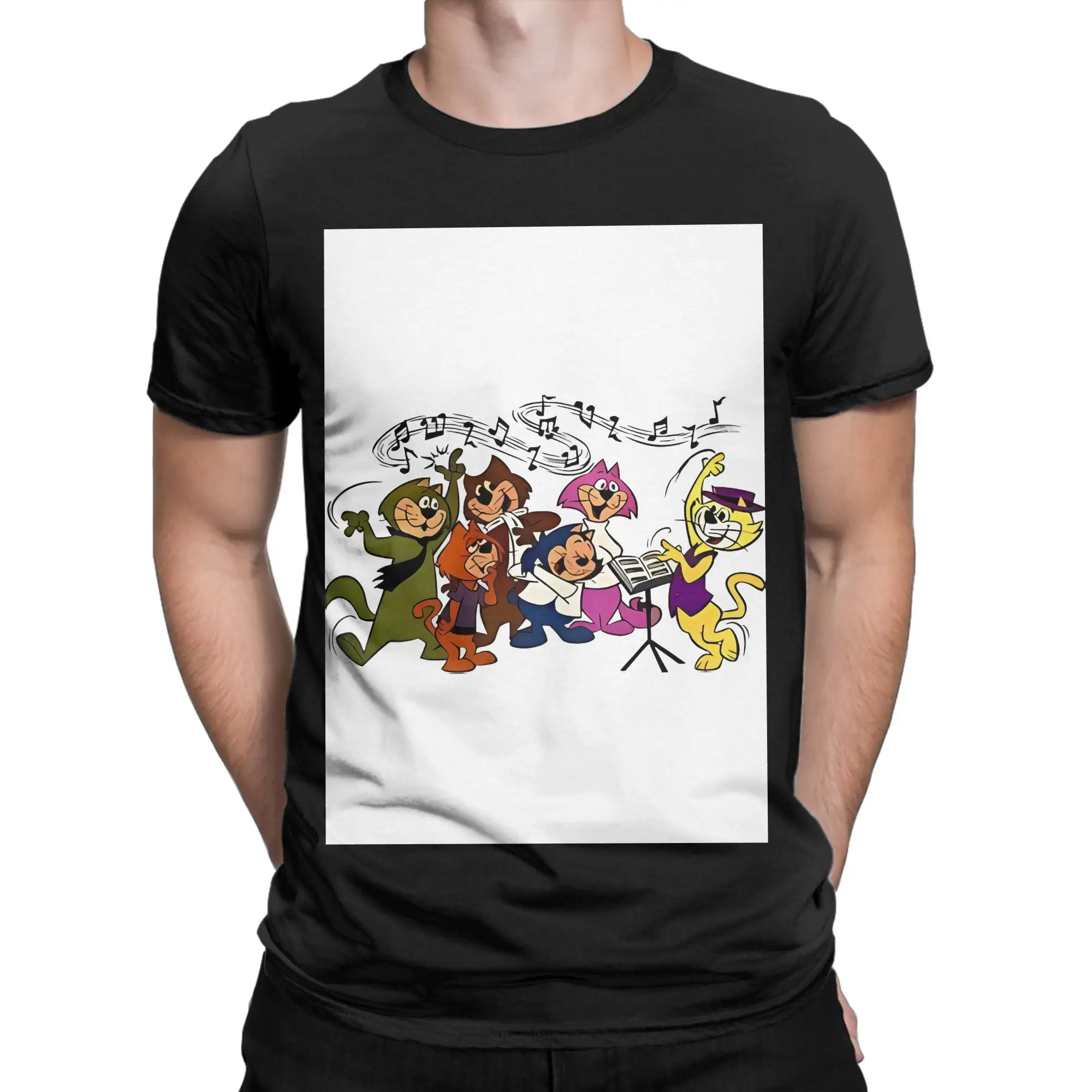 Top cCat Music Lesson Summer Funny Graphic 100% Cotton T-Shirt Top cCat Tees Tops For Men