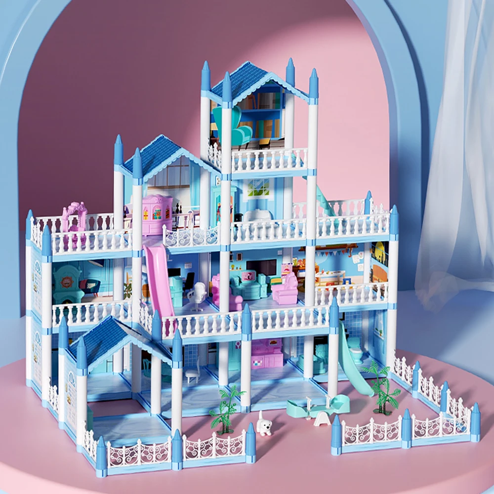 Diy Set Miniatures Dollhouse 3D Cartoon Doll Castle Villa Toys Girl 1/12 Fantasy Doll House Assemble Scene Accessories Furniture