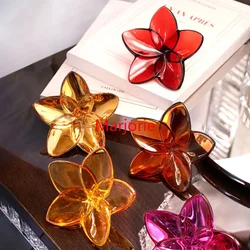 Luxe Colored Glaze Glass Crystal Flower Decoration Bloom Series Happy Bright Color Decor Home Decore Flower Desk Decors Gifts