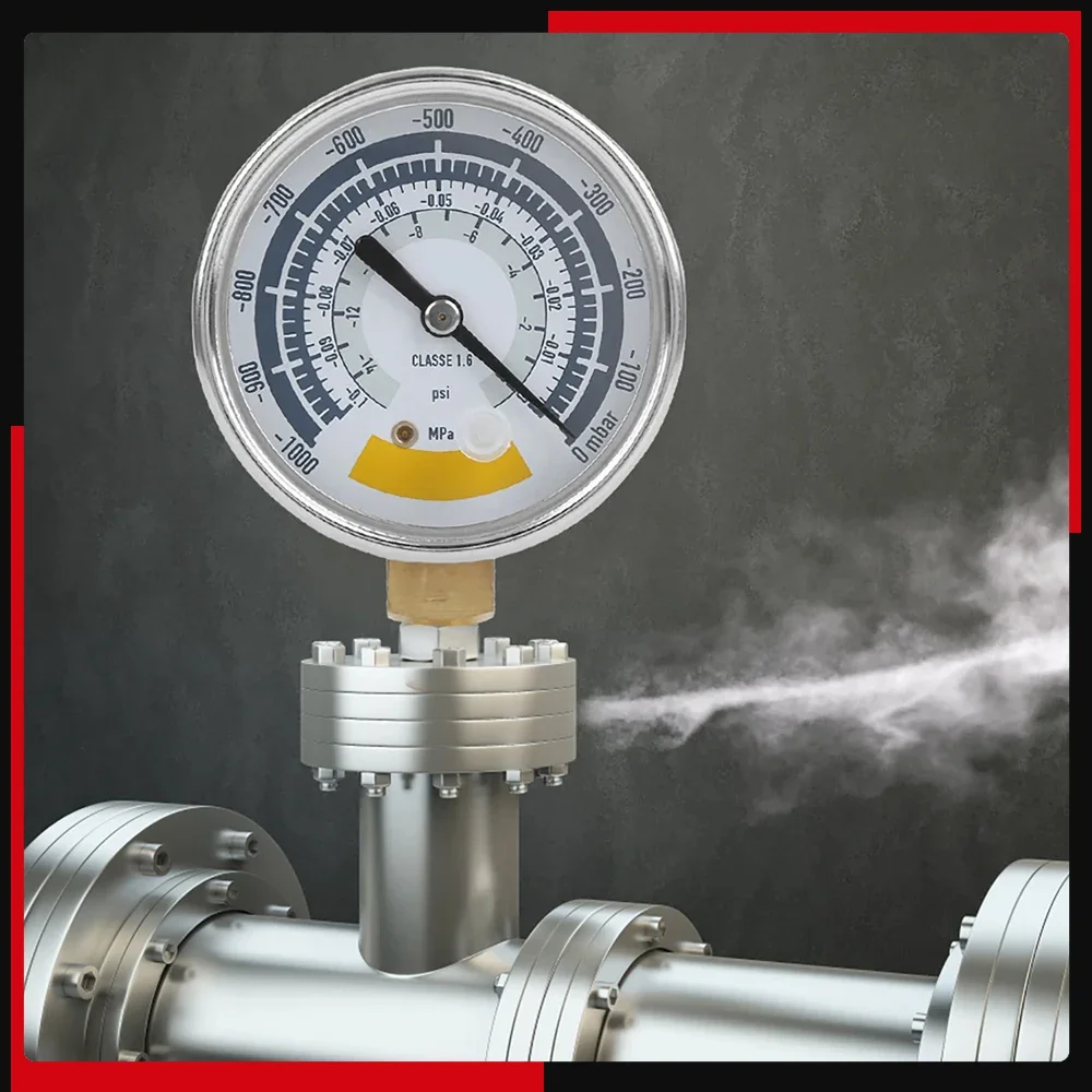 مقياس الضغط أداة قياس الهواء الدقيقة لمضخة تفريغ 0‐14psi NPT 1/8in موصل مقياس التخلخل 0‐14psi قياس الضغط