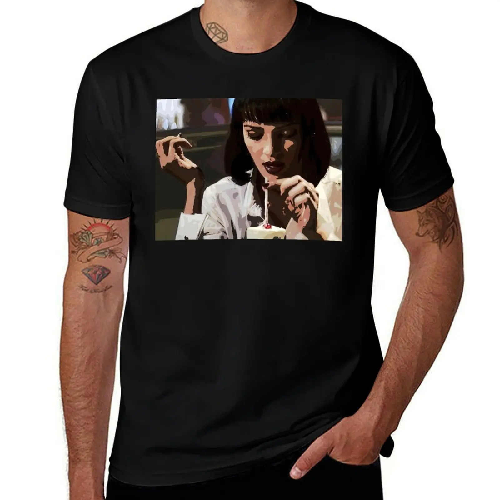 Pulp Fiction, Uma Thurman T-Shirt Large Size Soft Cotton T-Shirt