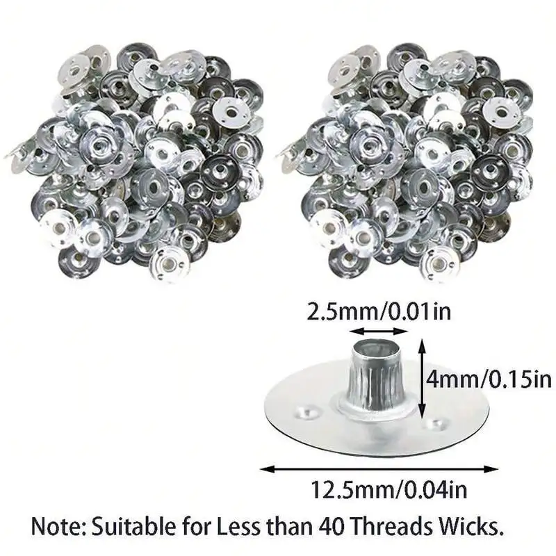 100/200/500/1000Pcs 12.5mm 0.5Inch Metal Candle Wick Holders Fixer DIY Candle‑Making Supplies For Candle Craft Hobbyists
