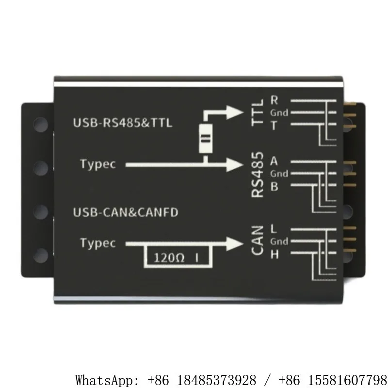 Dual Type-C USB CAN FD & RS485 TTL Converter CAN FD Serial Debug Tool Industrial Bus Monitor For Raspberry Pi