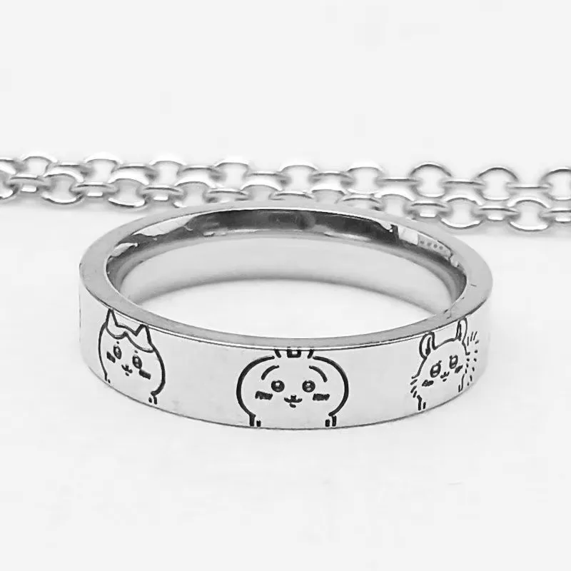Cute Chiikawa Momonga Cartoon Ring anime merchandise cartoon Kurimanju Hachiware ring premium feel Girls' accessories kawaii