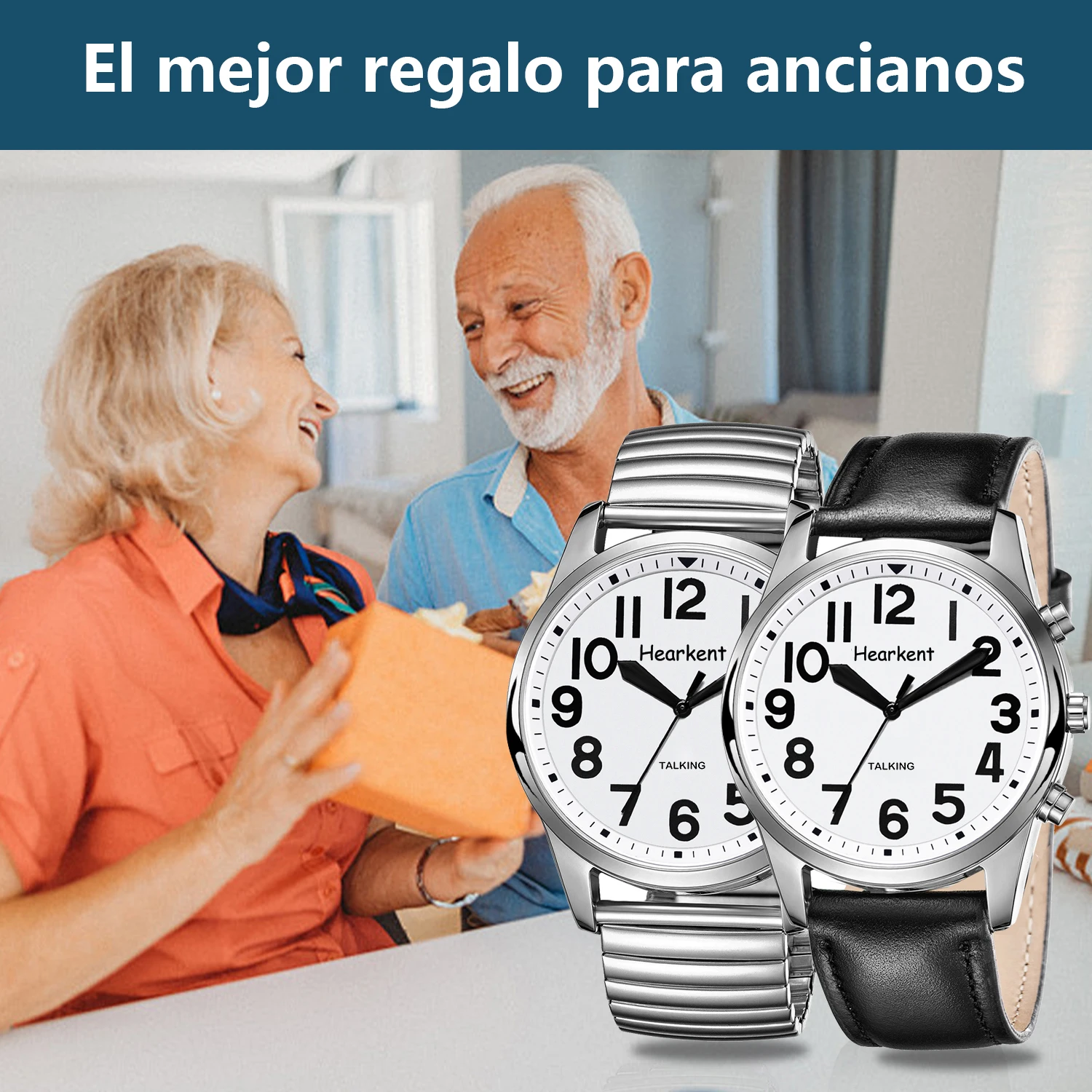 Hearkent Spanish Talking Watch with Voice for Blind Spanish Speak Watches Alarm Reminder Wristwatches for Older Men reloj