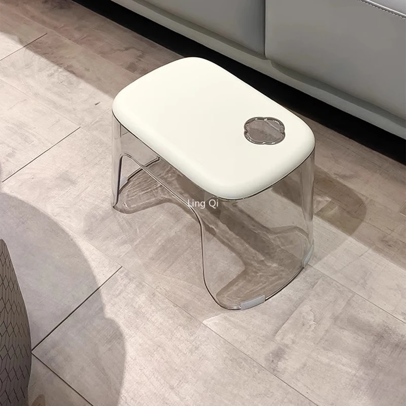 

Low Bathroom Bedroom Stool Small Nordic Kids Acrylic Shoes Changing Foot Stool Relax Floor White Tabouret Living Room Furniture