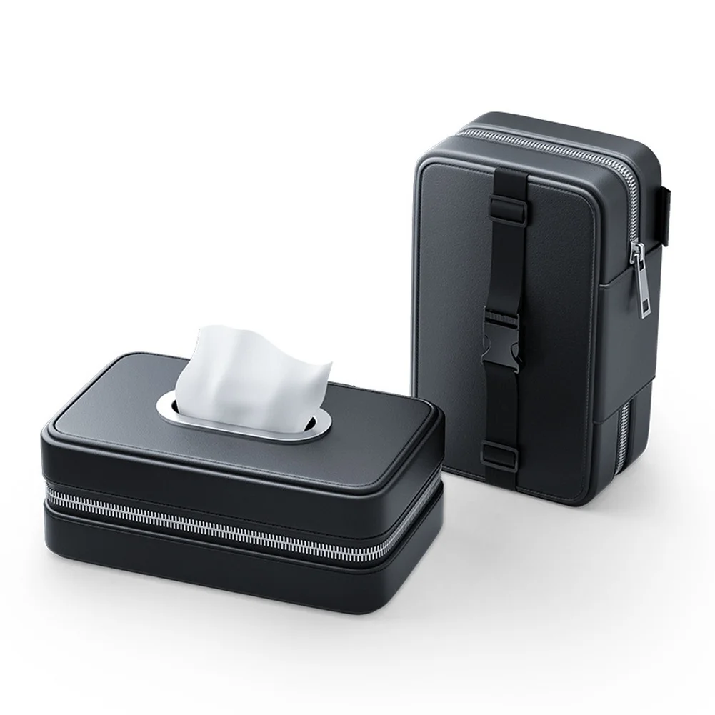Vehicle Accessories Car Tissue Box Adjustable Straps Comfortable Touch Compact Storage Solution Easy Tissue Access