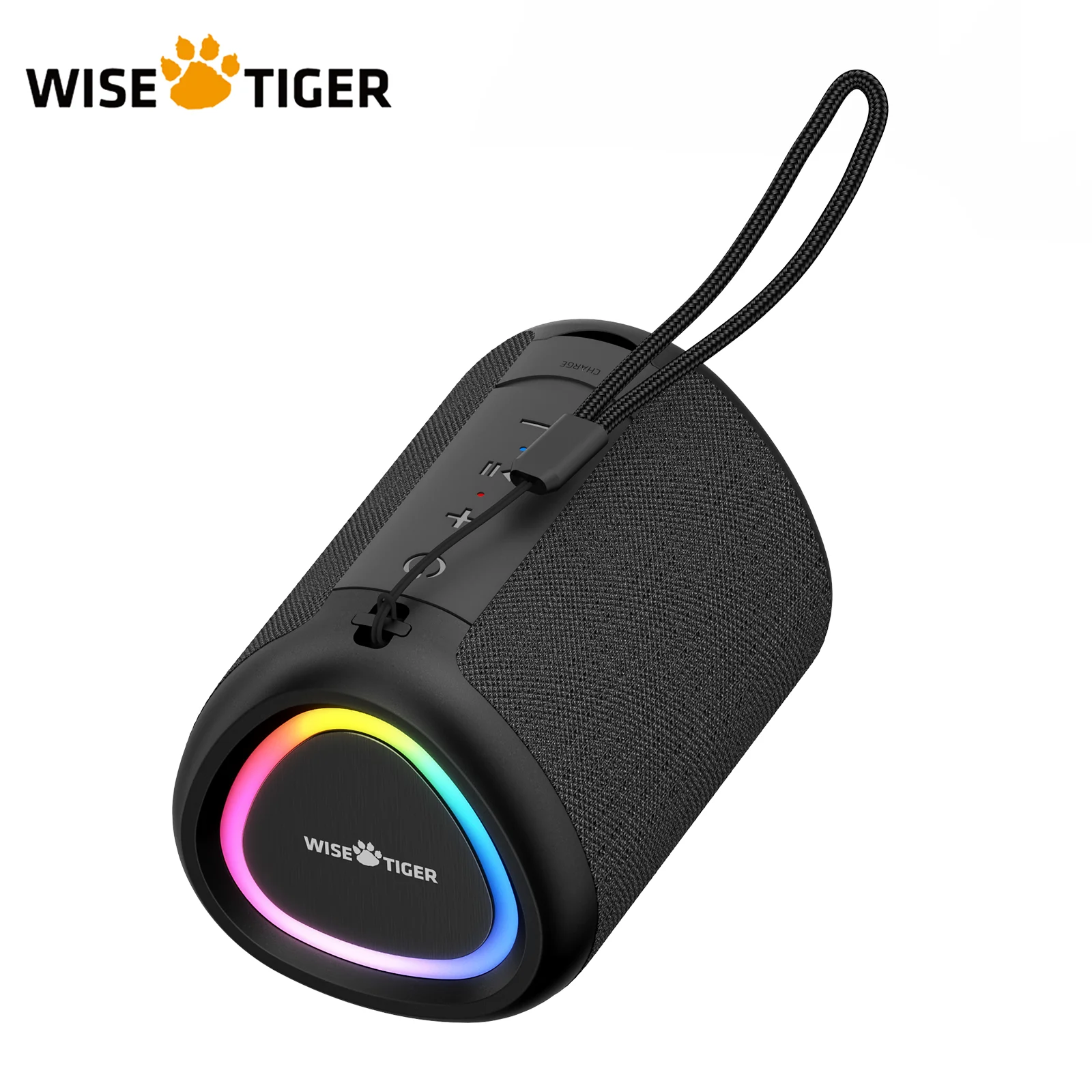 WISETIGER Mini Portable Outdoor Bluetooth Speaker Amazing Bass Wireless Speaker BT5.3 TWS Connectivity Sound Box with LED Light