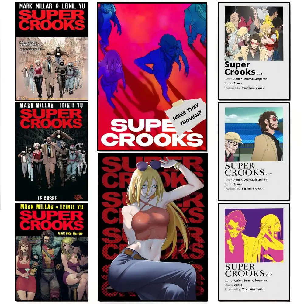 Retro Heist S-Super Crooks Vintage Anime Action Poster HD  Waterproof Wall Sticker Bar Living Room Decor Gift