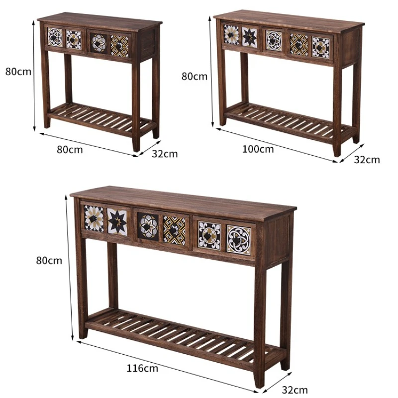 Mesa de consola de cajón de madera para sala de estar americana, entrada del Hogar, gabinete decorativo lateral largo y estrecho, muebles de interior