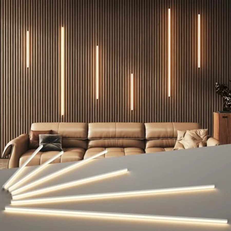 LED Recessed Lighting Kit for Wall Panels - 6pcs Adhesive Wall Strip Lights for Interior Wall Decor, 3000K Touchable Switch Lam
