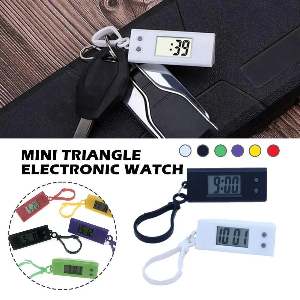 1 pz Mini triangolo orologio elettronico ABS LCD digitale portatile esame studio biblioteca tasca colore nero bianco studente orologio Q0D6